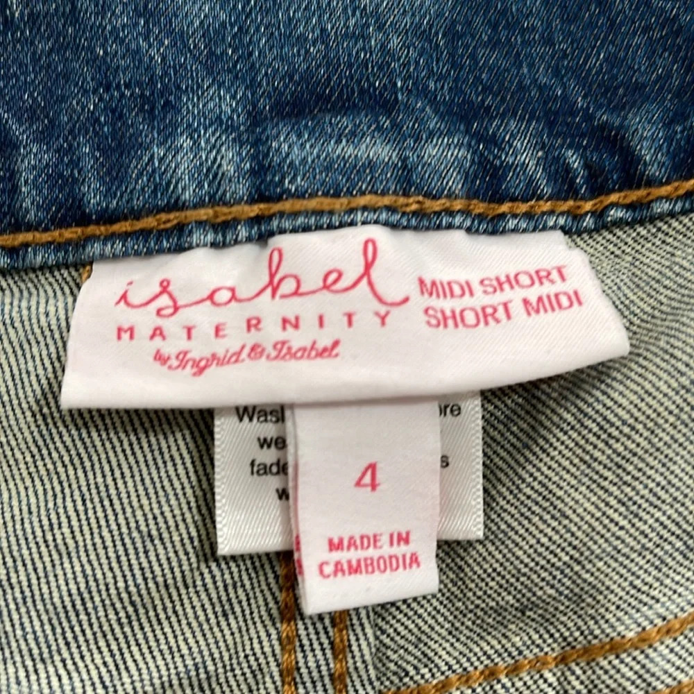 ISABEL MATERNITY by Ingrid & Isabel Side Panel Midi Maternity Jean Shorts 4 NEW - Picture 4 of 9